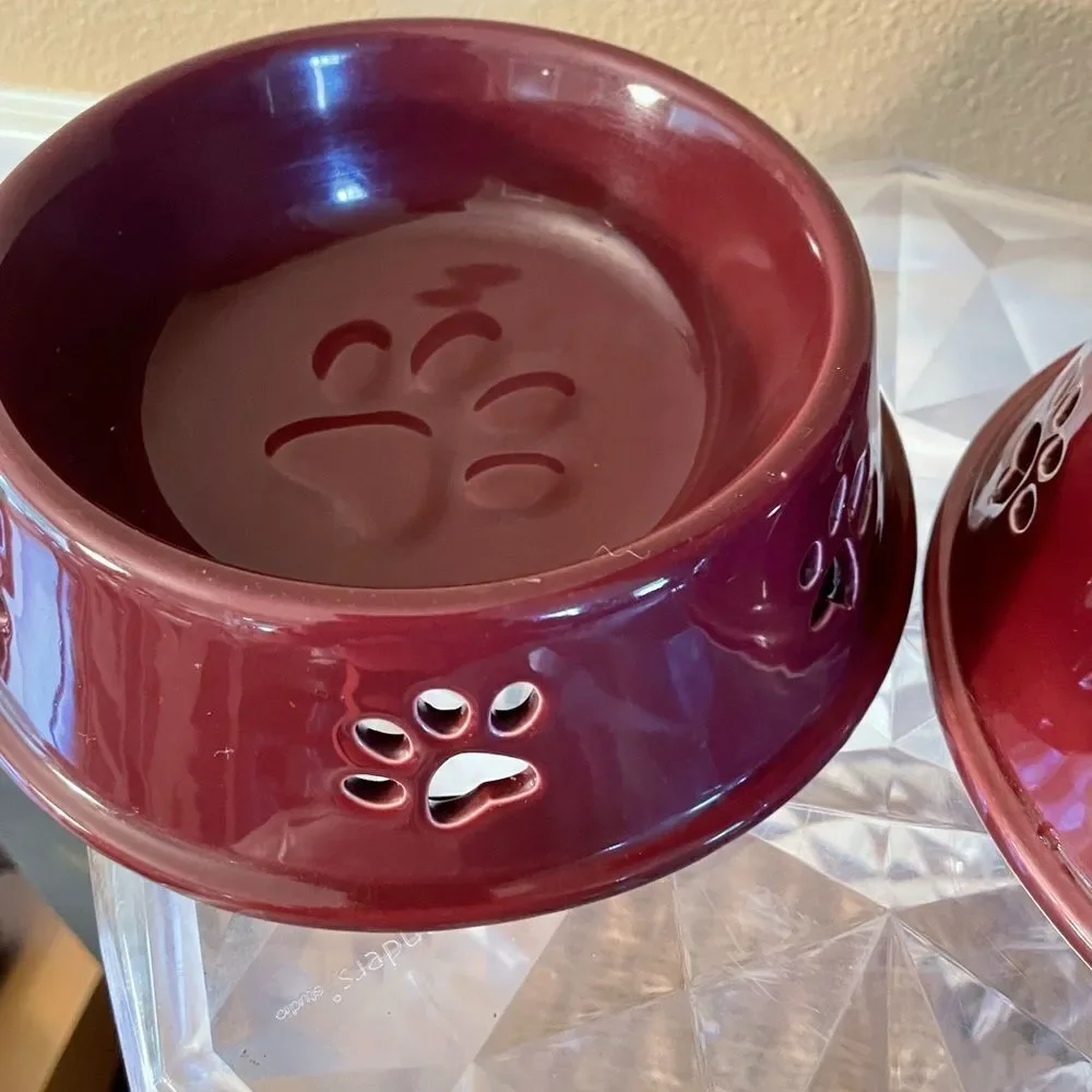 Top Paw Purple Plum Stoneware Dog Bowls
